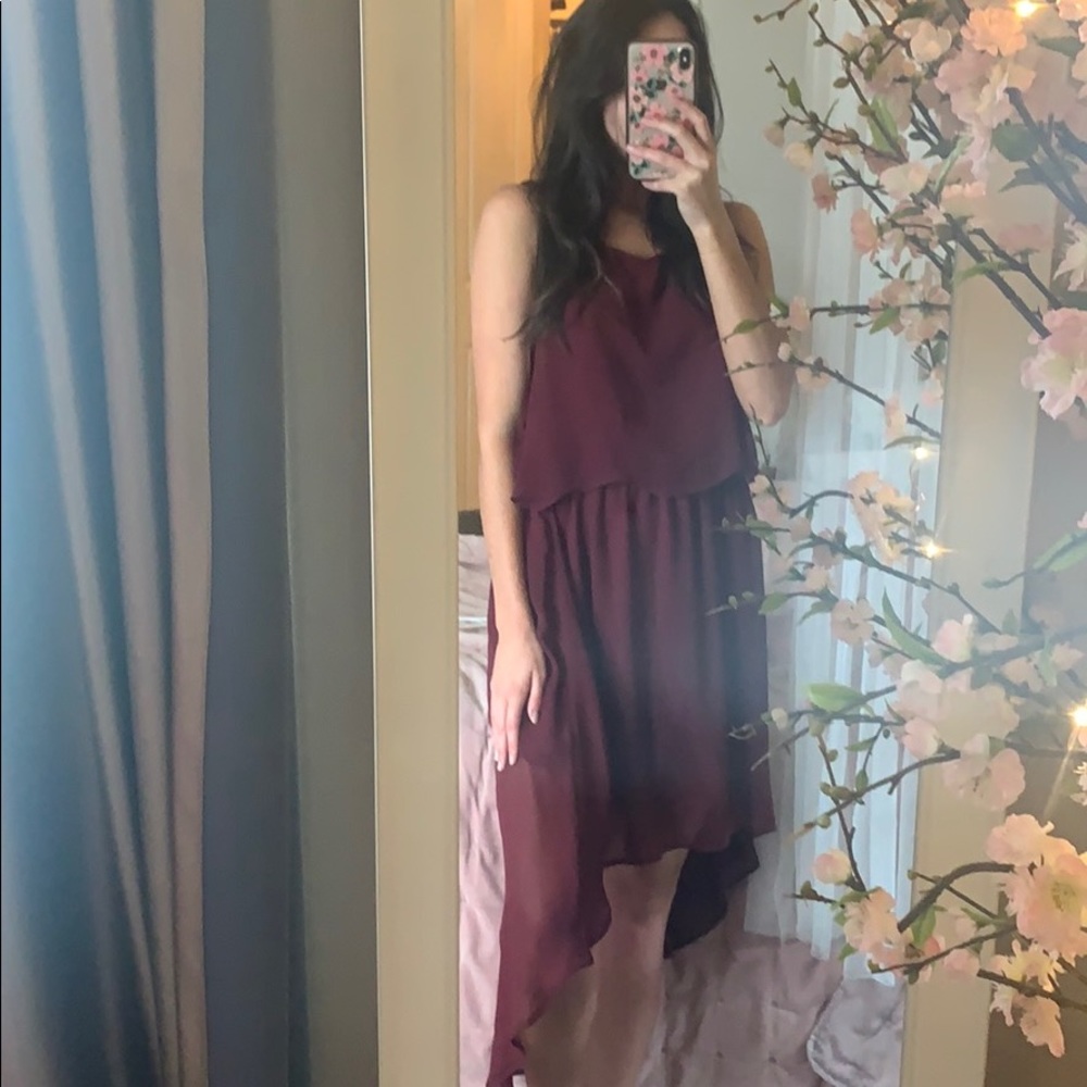 Maroon high low dress